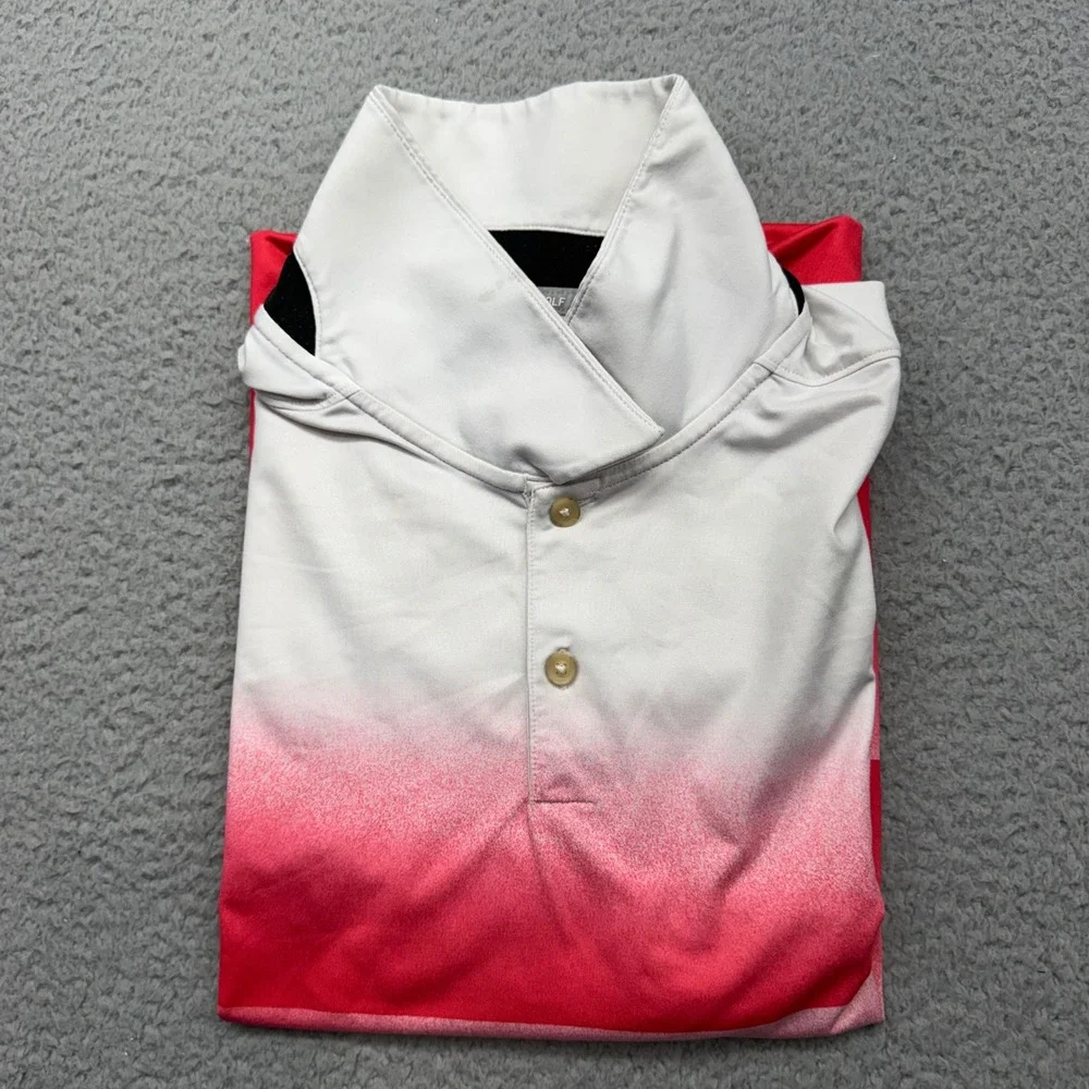 Nike Golf 854274-100 Mens XL Red White Gradient Dri-FIT Standard Fit Polo Shirt